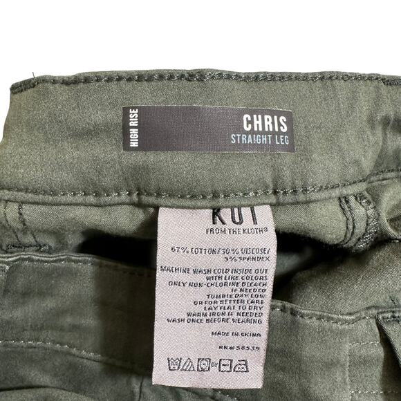 Kut From The Kloth New Women's Chris Straight Leg High Rise Pants Green 2 Casual - Picture 8 of 9